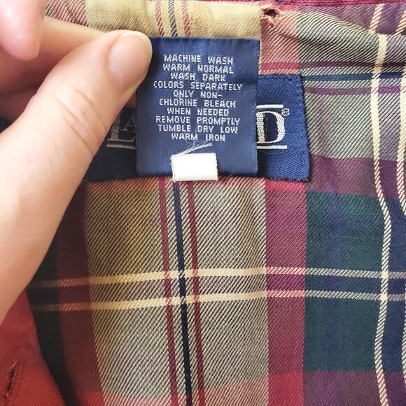 Vtg Lands' End Jacket Womens Small Red Canvas Barn Chore Corduroy Flannel Lined - Picture 5 of 11